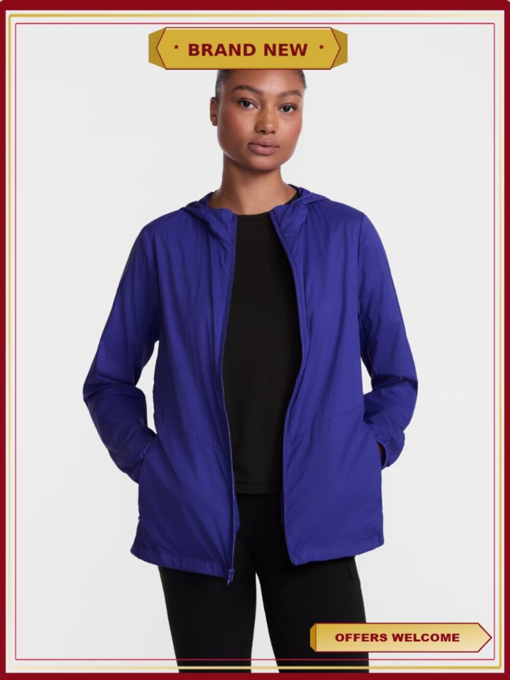 Women's Windbreaker Jacket Full Zip Hooded Lightweight